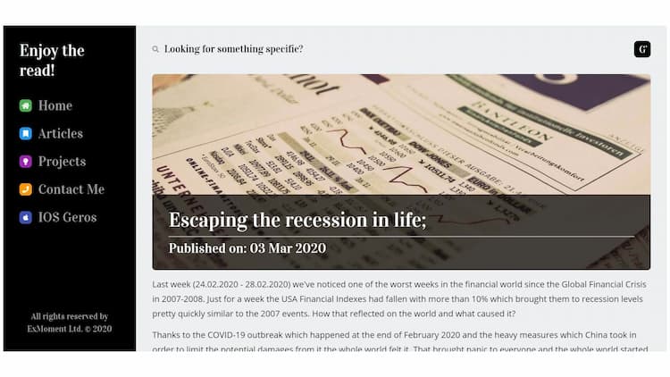 Escaping the recession in life; &#8211; Original Blog Post