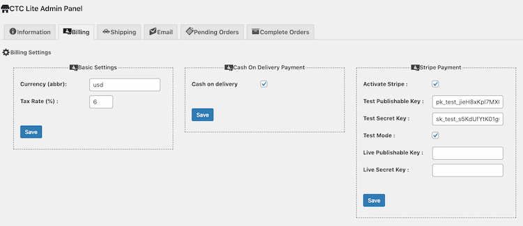 Billing Tab