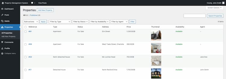 PMS 03 &#8211; Property list