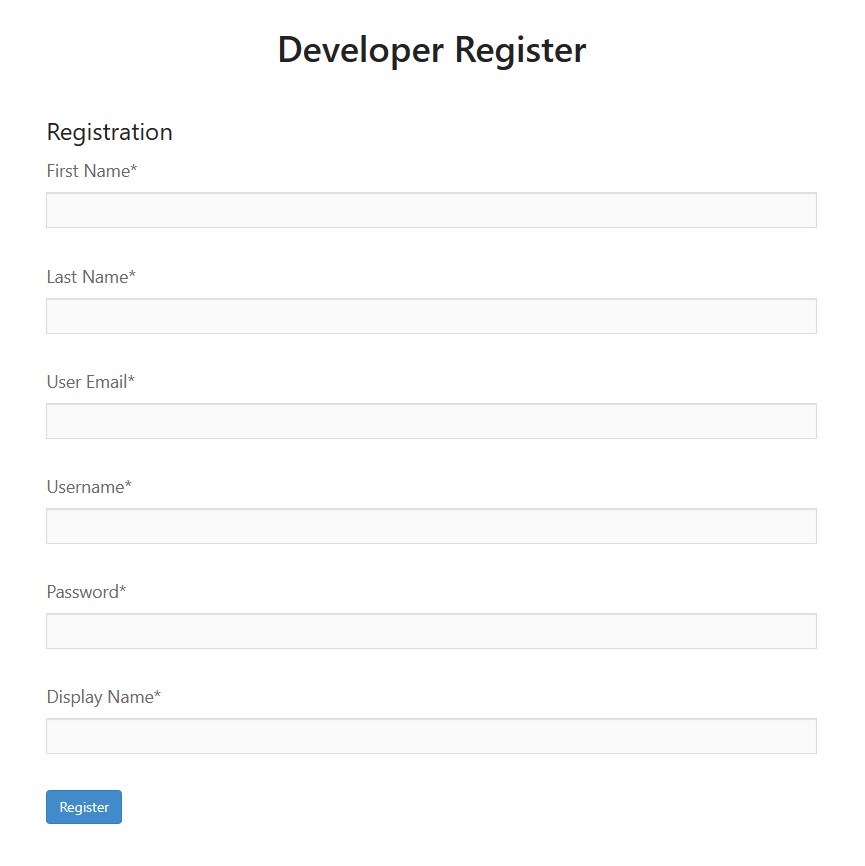 Pluggable Developer Registration Form